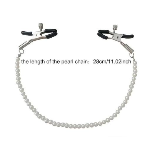Pearl Nipple clamp and Body Chains Necklaces - Detail View