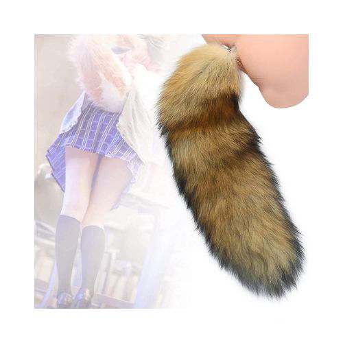 Wild Fox Tail with Stainless Steel Anal Plug - Back View