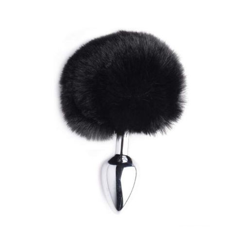 Tailz White Fluffy Bunny Tail Anal Butt Plug - Side View
