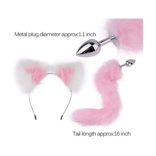 2 Pcs Animal Cosplay Fluffy Toys Metal Plug Butt Tail - Back View