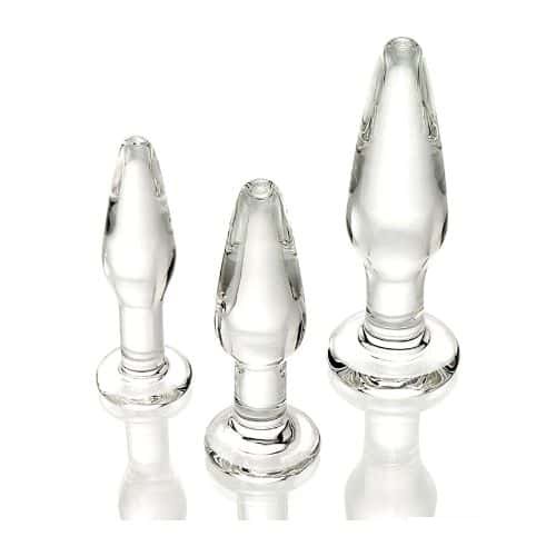 Adam & Eve Glass Anal Butt Plugs, Set of 3