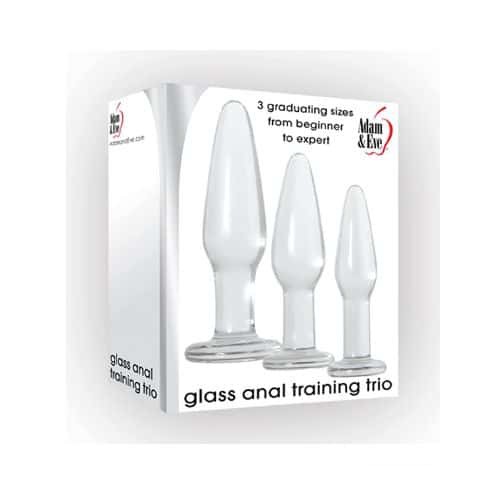 Adam & Eve Glass Anal Butt Plugs, Set of 3 - Back View
