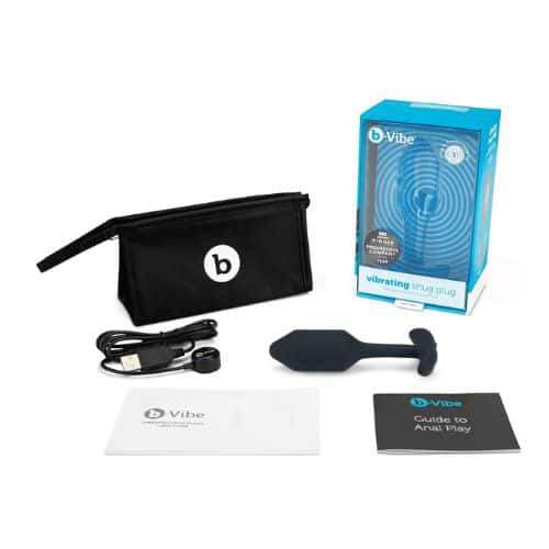 B-Vibe Vibrating Snug Butt Plug Black - Back View