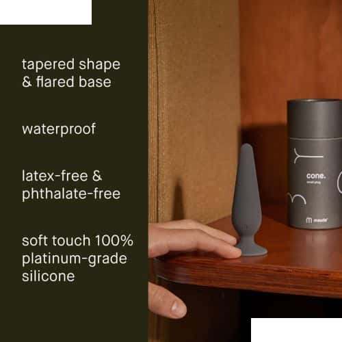 Maude Cone Charcoal Small Butt Plug - Silicone - Detail View