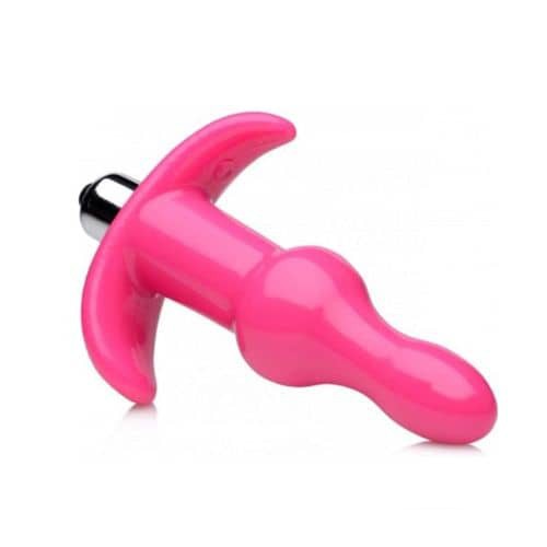 Frisky Ribbed Vibrating Butt Plug - Pink - Detail View
