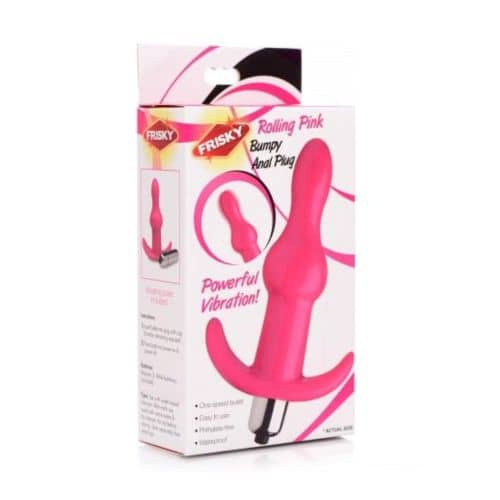 Frisky Ribbed Vibrating Butt Plug - Pink - Back View