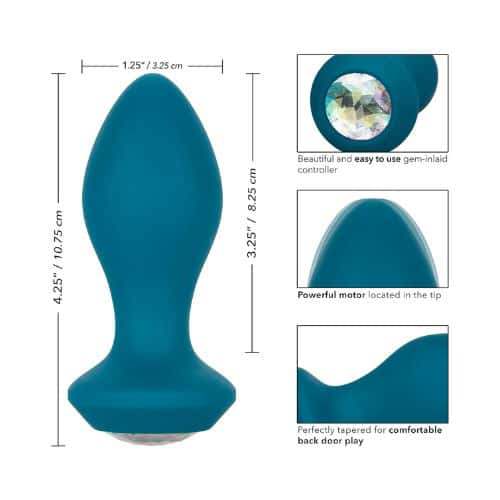 CalExotics SE-0385-16-3 Power Gem Vibrating Butt Plug - Blue - Side View