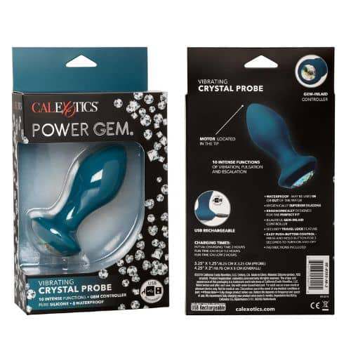 CalExotics SE-0385-16-3 Power Gem Vibrating Butt Plug - Blue - Back View