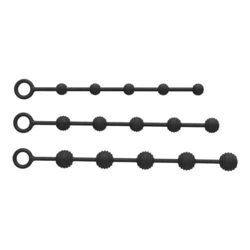 Ribbed Anal Beads - Black - Detail View