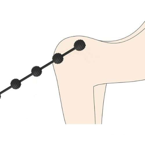 Ribbed Anal Beads - Black - Back View