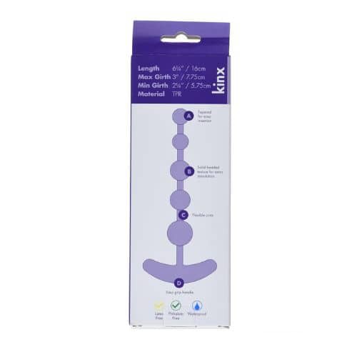 Kinx Classic Anal Beads, Purple, 6.25 Inch - Detail View