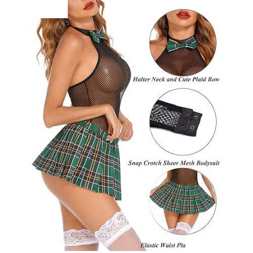 Women Schoolgirl Lingerie Sexy Roleplay Lingerie Set - Side View
