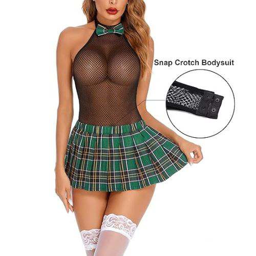 Women Schoolgirl Lingerie Sexy Roleplay Lingerie Set - Detail View