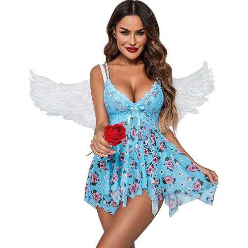 Sexy Lingerie for Women Lace Baby doll Rolepay  - Back View