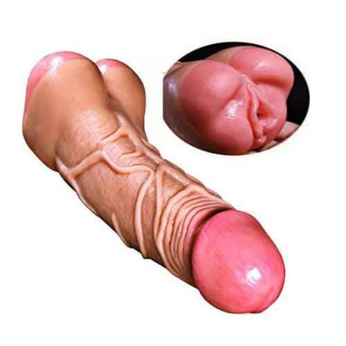 2-in-1 Dildo and Vagina Pussy Masturbator - Side View