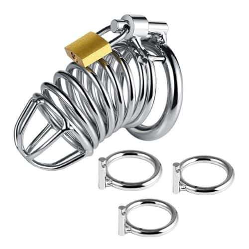 Steel Ring Chastity Cage Device (Silvery)