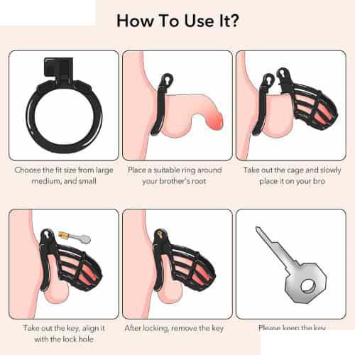 3D Male Chastity Device Cock Cage Black - Back View