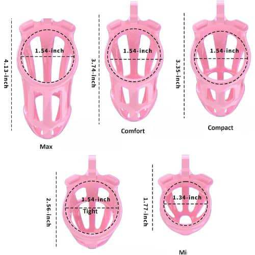Male Chastity Cage with Lock & 4 Rings Nylon - Pink - Back View
