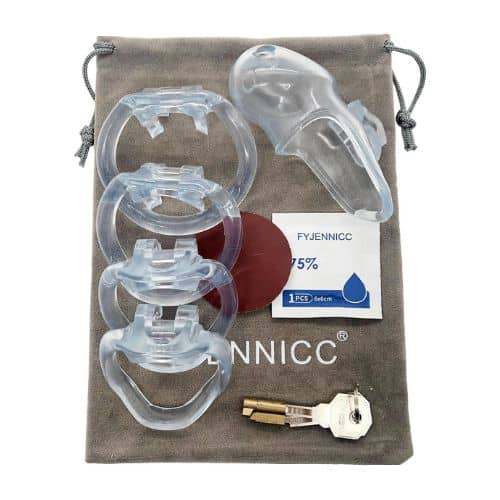 Transparent Chastity Cage Cock Lock For Men - Side View