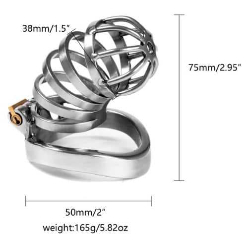  Chastity cage for Men Steel Chastity Devices Cock cage - Side View