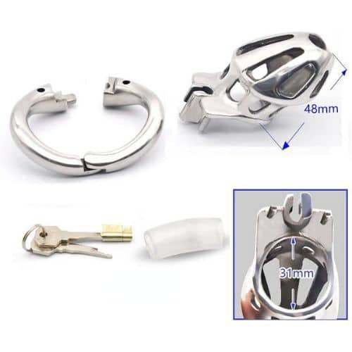 Open Close Movable Ring Stainless Steel Chastity Lock - Side View