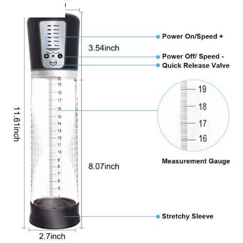 Penis Vacuum Pump with 6 Suction Intensities - Detail View
