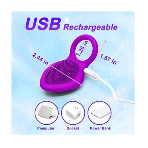 Vibrating Cock Ring Rechargeable Silicone Stretchy Penis Rings - Back View