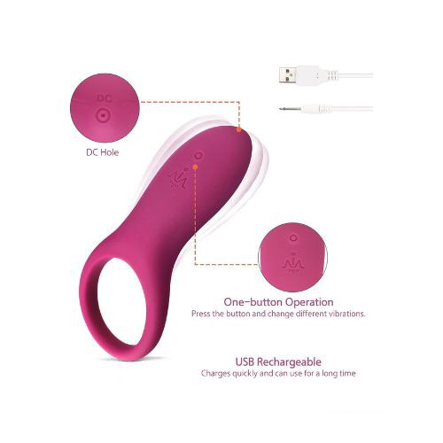Full Silicone Vibrating Cock Ring Rechargeable - Side View