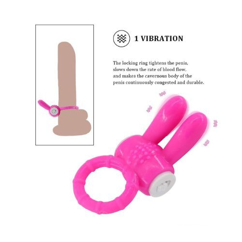 Silicone Vibrating Cock Ring with Rabbit Ears - Side View
