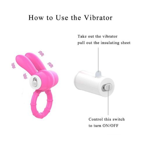 Silicone Vibrating Cock Ring with Rabbit Ears - Back View