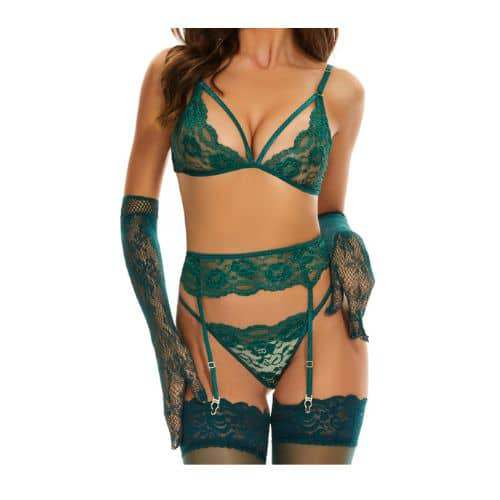 Women Lingerie with Stockings and Gloves or Eye-mask