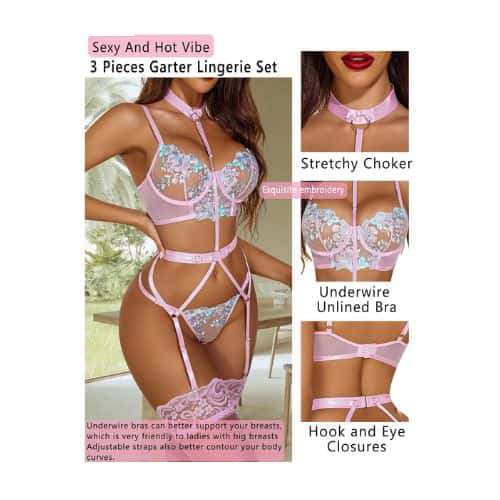 Sexy Lingerie for Women Embroidered Lace - Detail View