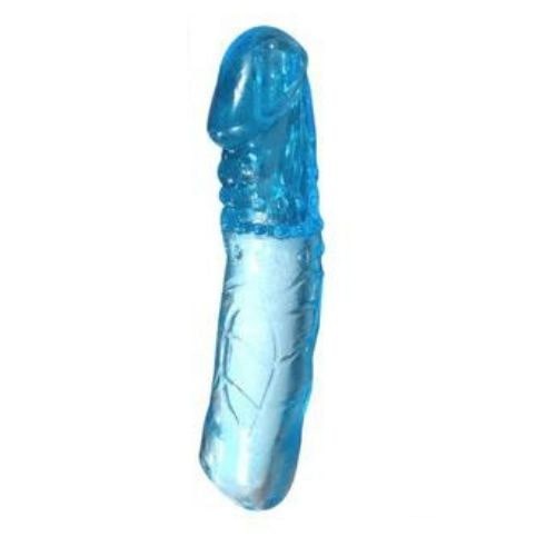 Ice Man Transparent Clear Penis Sleeve -Blue - Side View
