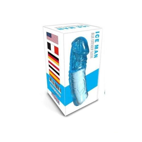 Ice Man Transparent Clear Penis Sleeve -Blue - Back View