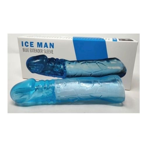 Ice Man Transparent Clear Penis Sleeve -Blue - Detail View