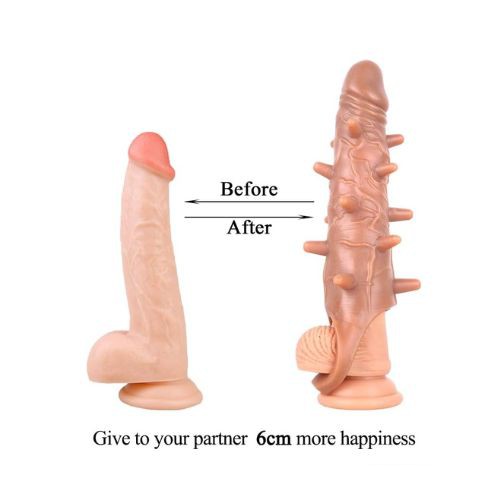 9 Inch Penis Sleeve Extender Realistic Textured - Detail View