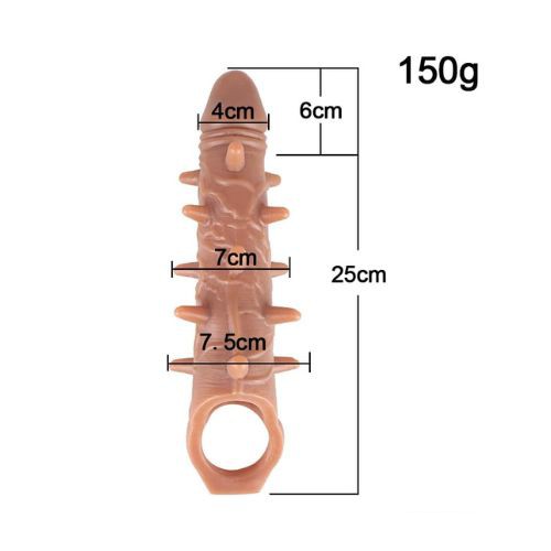 9 Inch Penis Sleeve Extender Realistic Textured - Back View
