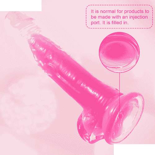 7 Inch Transparent Dildo Pink - Side View