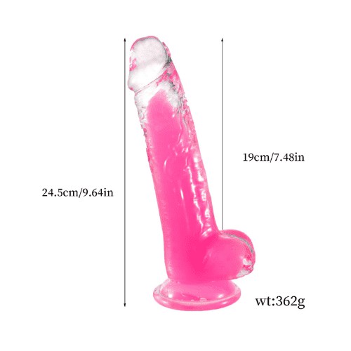 7 Inch Transparent Dildo Pink - Detail View