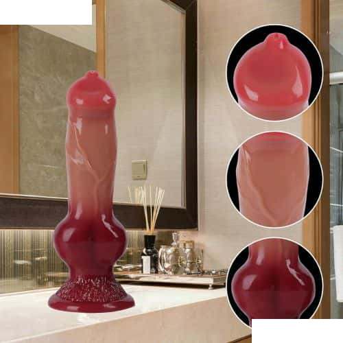 9 Inch Realistic Dog Dildos with Knot - Side View