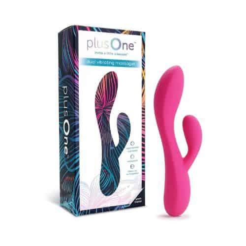 plusOne Dual Rabbit Vibrator for Women - Pink - Front View