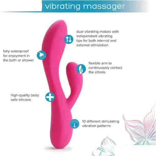 plusOne Dual Rabbit Vibrator for Women - Pink - Side View