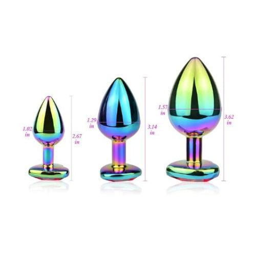 Delux Butt Plug Anal Plug Metal 3 Size Pack - Side View