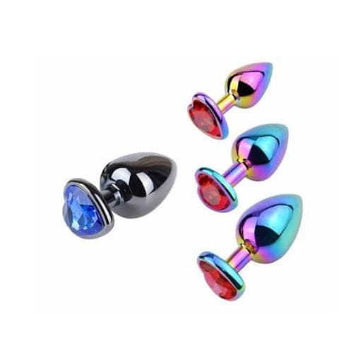 Delux Butt Plug Anal Plug Metal 3 Size Pack - Back View
