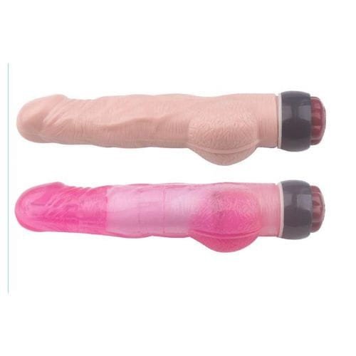 Beginner Dildo Plastic & Rubber Vibrator - Back View