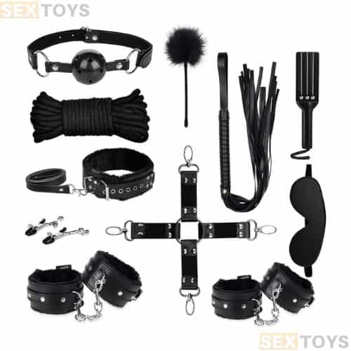 BE BDSM Starter Bdsm Kit 11 Pcs Leather Black