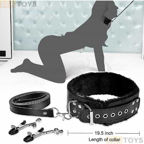 BE BDSM Starter Bdsm Kit 11 Pcs Leather Black - Back View