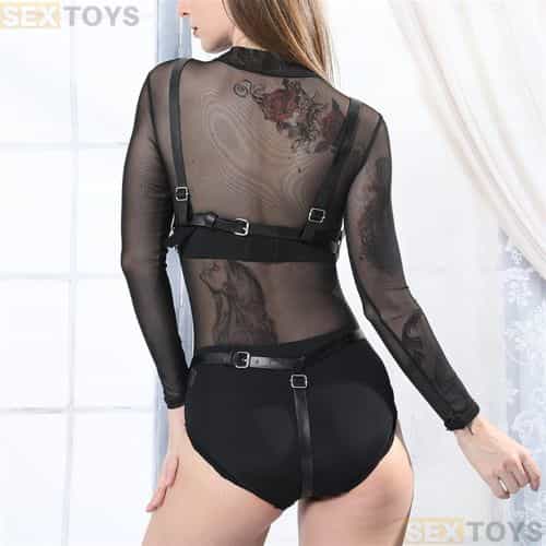 Oligage Leather Body Bondage Sexy Harness - Back View