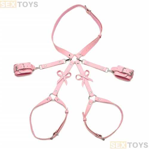 STRICT Pink Bondage Harness With Bows for Women - Back View