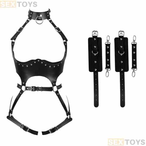 DYL Women Punk PU Leather Body Harness Belt Sexy Lingerie - Detail View